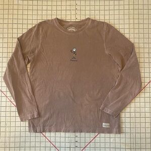 Life is good Men’s Jake Peace Crusher long sleeved Tee t-shirt, size S, brown